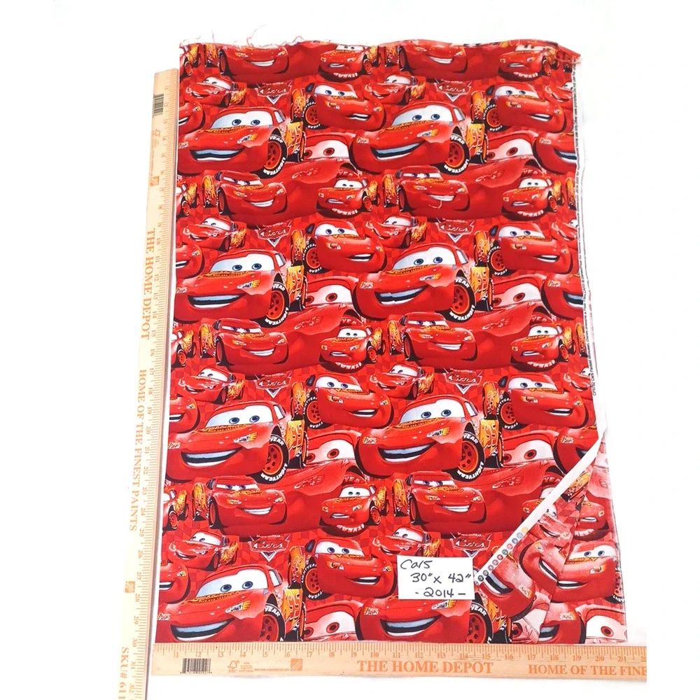 Cars Packed Mcqueen Disney Pixar 2014 Red Cotton Fabric 1 Pc 30x42 Craft Sewing